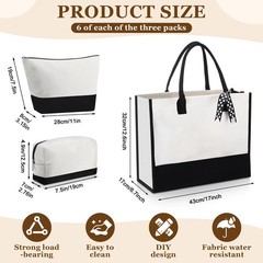 18 Pcs Burlap Tote Bags Bulk and Makeup Bag Set Large DIY Jute Tote Personali…