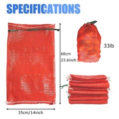 50 Pack Mesh Onion Bags, 14″×24″ Reusable Vegetable Produce 14”*24”, Red