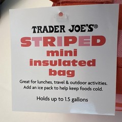 NWT Trader Joe’s Mini Insulated Bag Pink Red STRIPED 2026 NWT