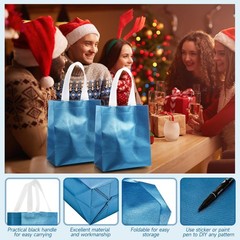 80 PCS Gift Bags Set Reusable Glossy Grocery Tote Lake Blue 10x8x4.7 Inch