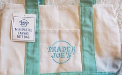 Trader Joe’s Mini Pastel Canvas Tote Bag Mint Green 💚 Spring Limited NEW