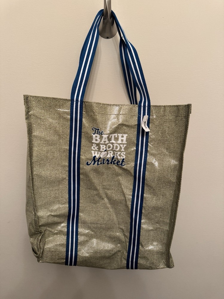 Bath & Body Works Blue / Brown Reusable Shopping Gift Bag NWT