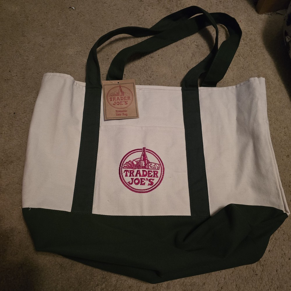 Trader Joe’s Canvas Tote Shopping Bag – LARGE GREEN – NEW with TAGS