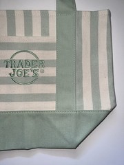 Trader Joe’s Bag Striped Mini Pastel Canvas Tote Bag in Green NWT Y2K