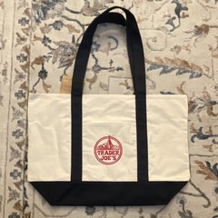 Trader Joe’s Reusable Foldable Tote Bag Cotton Polyester Beige Black Red