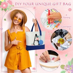 Canvas Tote Bags Bulk with Zipper and Plush Coin Purses 18.5″ Reusable Cotton…