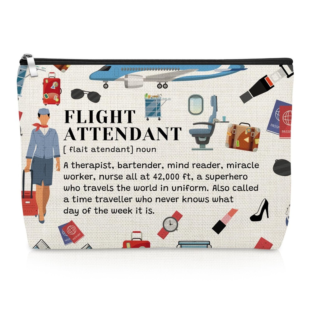 Flight Attendant Gifts Makeup Bag Appreciation Gift for Air Off White