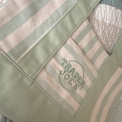 Trader Joe’s Green & White Striped Canvas Tote Bag Authentic New