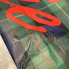 Aerie Reusable Gift Shopping Bag Holiday Gingerbread Man Blue Tartan Plaid 18×20