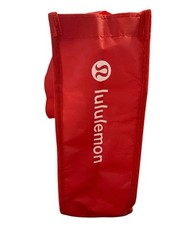 Lululemon Reusable Shopping Bag Handle Tote Red White Small Snap 11”x 9”