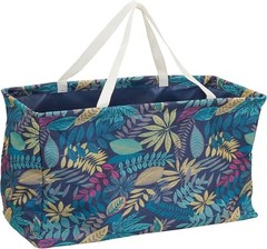 Multi-purpose grocery tote bag with waterproof vinyl lining and leaf pattern