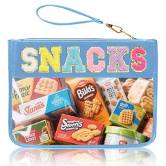 Siwara Snack Bags Clear Pouch Travel Makeup Bag Chenille Letter Blue-Snack