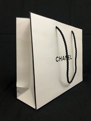 Authentic Chanel Reusable Shopping Paper Bag White Black 8″ x 10″ x 3″