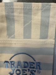 TRADER JOE’S MINI PASTEL STRIPE CANVAS TOTE BAGS SET Of 4 PINK BLUE GREEN BEIGE