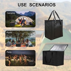 3 Pack Insulated Grocery Bags with Zippered Top, Black Shopping Bags with Han…