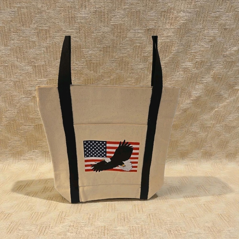 EL PASO SADDLE BLANKET Linen Tote Bag American Flag Eagle Theme