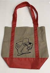 Buc-ee’s Beaver Logo Tote Bag Red Handles Canvas Shopping Grocery Travel