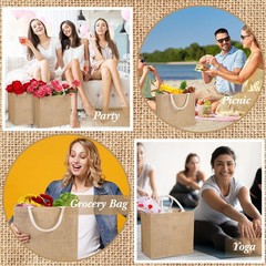 Silkfly 30PCS Burlap Tote Bag Bulk Laminated Interior Jute Tote Bag with Hand…