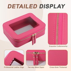 CAPASTEC Clear Makeup Bag, Waterproof Portable Cosmetic Travel Rose Red