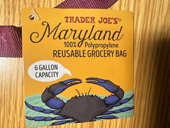 Trader Joe’s Reusable State/Region Tote Polypropylene Bag from Maryland 6 Gallon