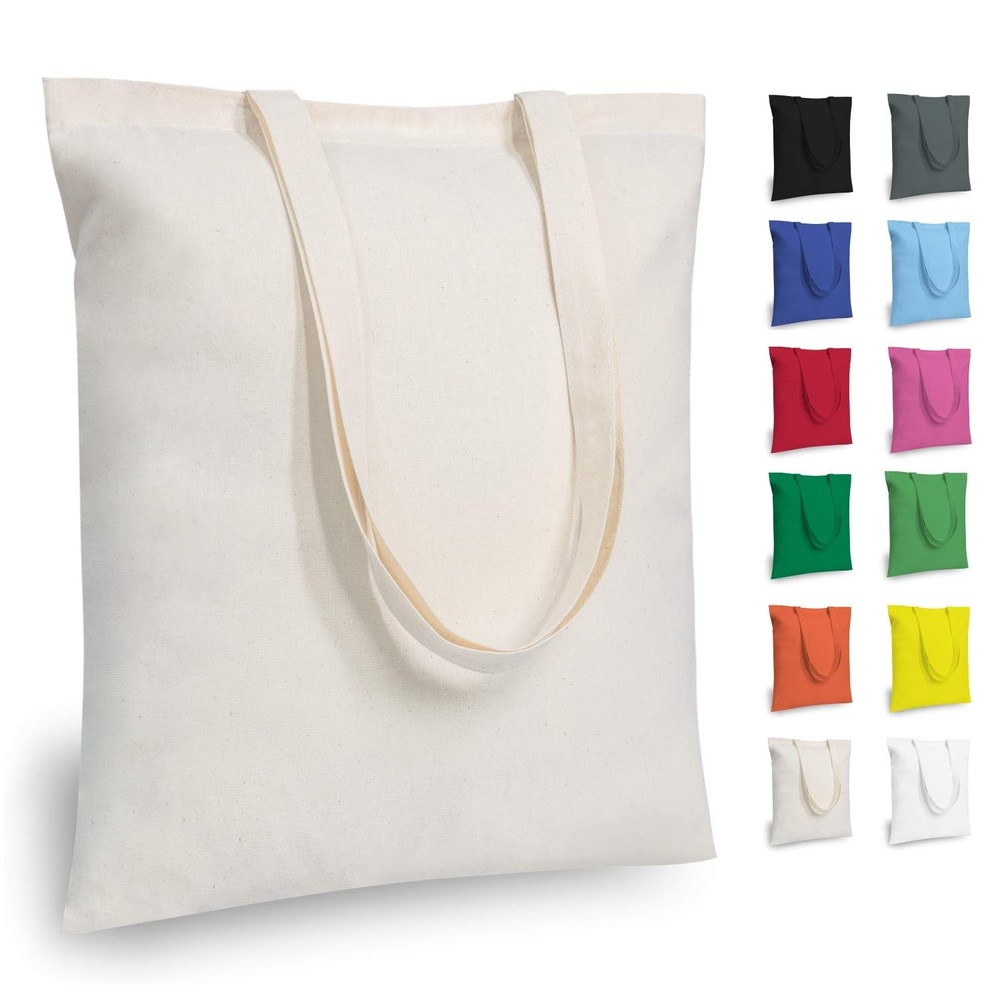 6 | 12 | 24 | 48 | 192 Pack Economical Cotton Tote Bags, Lightweight Medium R…