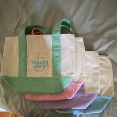Trader Joe’s Foldable Multicolor Canvas Reusable Shopping Bags Solid Plain Set