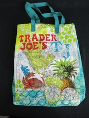 Trader Joe’s Reusable Shopping Bag Multicolor Sea Boat Hot Air Balloon Handles