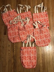 7 New Old Navy Shopping Bags Totes Reusable Orange & White