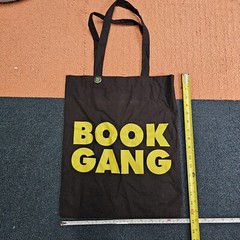 Book Gang Reusable Cotton Tote Bag Black 16×13 W/ Button Lightweight Q0a