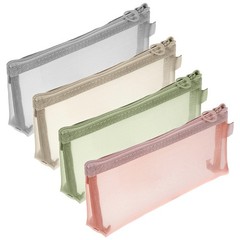 Sorcristy 4PCS Small Clear Makeup Bags, Triangle Mesh Brush Bag, Green