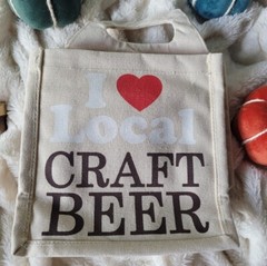 NWOT Canvas Reusable Six Pack Bag I Heart Craft Beer