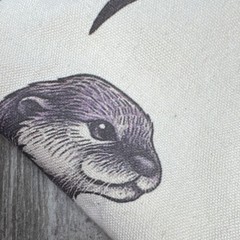 Canvas Foldable Reusable Shopping Bag Otter Print Beige Purpleish Medium Modern