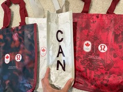 3 New Lululemon Limited Edition Small Reusable Shopping Bag Red Gray