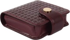 kilofly Genuine Leather Double Lipstick Case Cosmetic Makeup Holder + Red