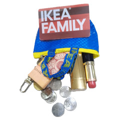 IKEA Knolig Mini Small Coin Purse Bag Zipper Keychain Blue 9x3x7cm 2 Pcs