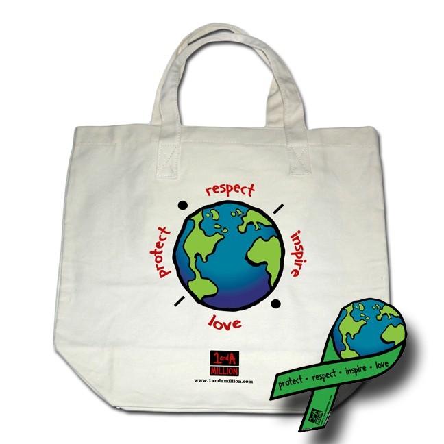 Official Support Our Planet Eco-Friendly Organic Cotton EARTH TOTE Bag & Magnet