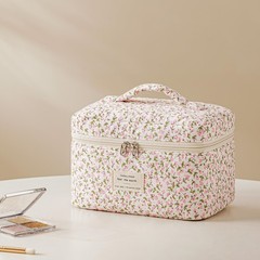HBselect Quilted Makeup Bag, 3PCS Cotton Large Travel A-3PCS-Floral 17