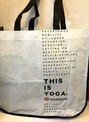 Lululemon Reusable Plastic Shopping Tote Bag Black & White Large 16″ x 6″ x 14″