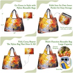 Wrapables Large Foldable Oil Painting Nylon Reusable Grocery Bag