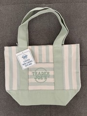 Trader Joe’s Mini Striped Canvas Tote Bag Single Bag Green Striped Summer 2026