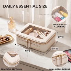 Aveniee Clear Makeup Bag Organizer, Travel Toiletry Middle, Off-White