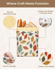Beeswax Bread Bags for Homemade Bread,Reusable Large