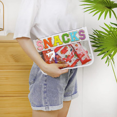 DYSHAYEN Chenille Letter Clear Zipper Pouch for Travel,Nylon White-Snacks