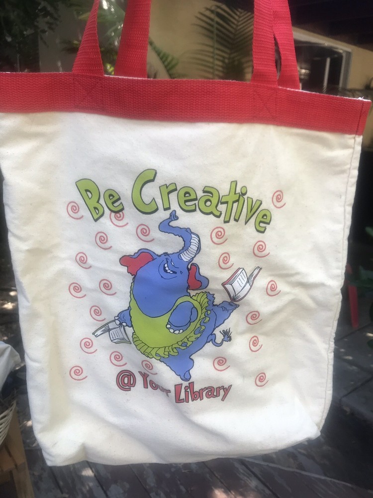 New Tote Bag Dancing Elephant Great for Heavy Books Sturdy Cotton Burlap