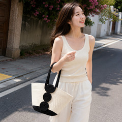 Woven Tote Bag, Open Top Material Shoulder Bag