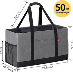 Extra Large Utility Tote Bag, Foldable Reusable Grocery Bags with Metal Wire Fra