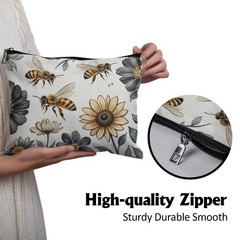 Cafl Bumblebees & Sunflowers Makeup Bag Bee Cosmetic &