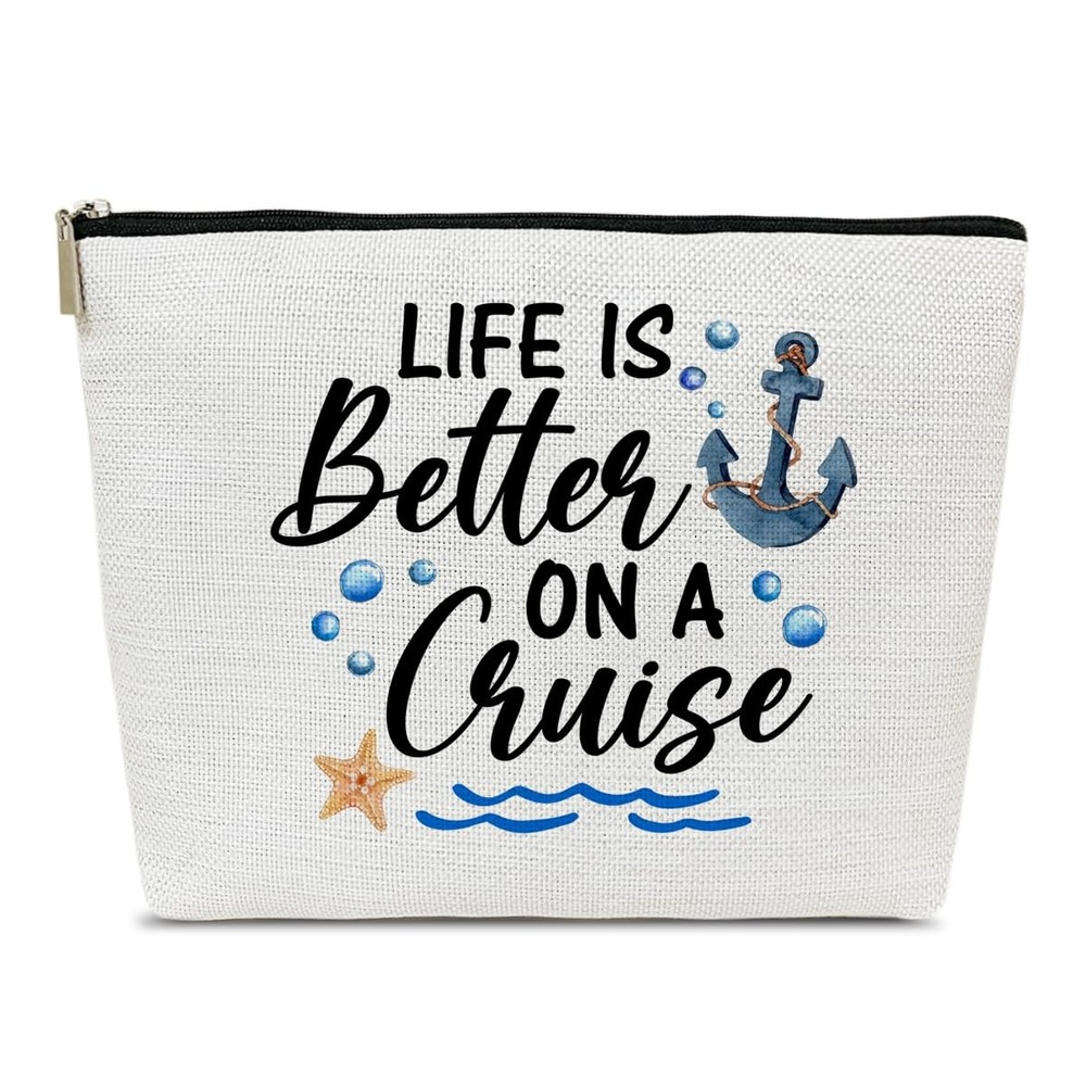 Ythuil Cruise Makeup Bag, Life Is 10 inches x 2 x 7 inches, blue