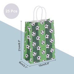 25Pcs Football Gift Bags with Handles, 3.1″x8.3″x5.9″ Gift Bags, Green