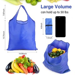 24 Pcs Durable Folding Reusable Grocery Bags Bulk with Handles Washable